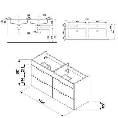 JIKA Тумба с умывальником подвесная Cube (H4536621763021)